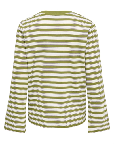 Only - ONLLuna Happy Stripe Langærmet Trøje - Avocado
